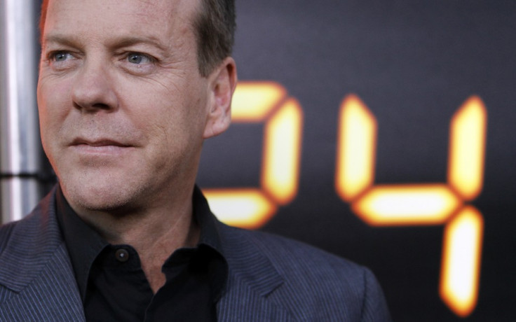 Sutherland poses at the party for the television series finale of "24" in Los Angeles