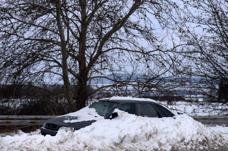 car trapped in snow