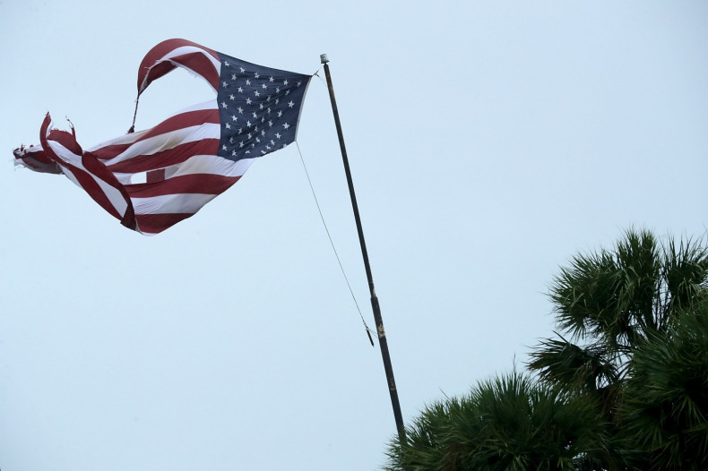 US flag ripped by Hurricane Irma