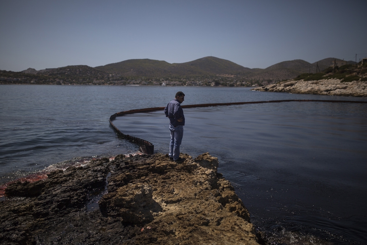 Salamina Greece island oil tanker spill