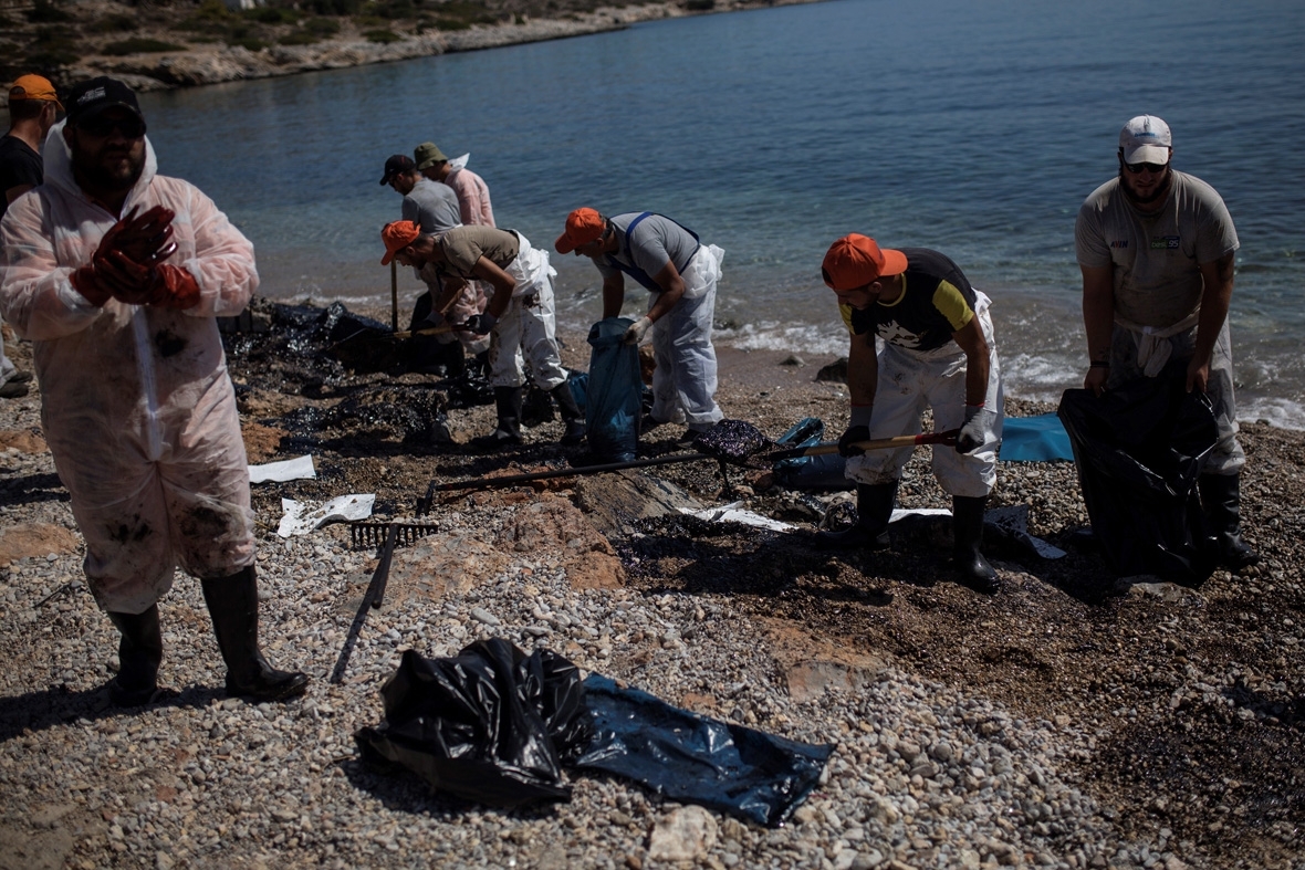 Salamina Greece island oil tanker spill