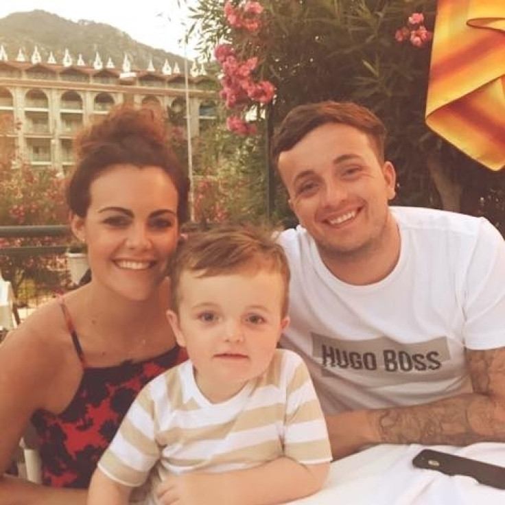 Alex Green (r) with his fiancee Rebecca Thorpe (l) and son their son Zach (c)   