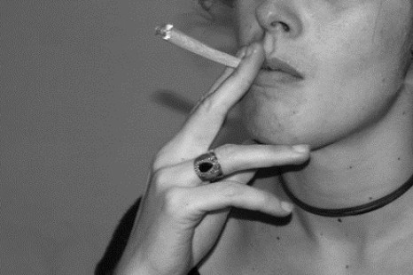 Woman smoking a joint