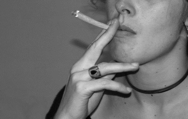 Woman smoking a joint