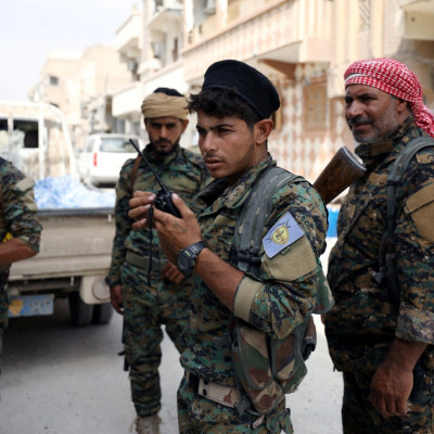 SDF fighters in Raqqa
