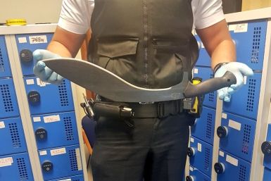 This enormous knife was handed into an amnesty bin outside Hammersmith Police station, west London