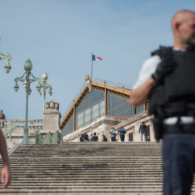 French police outside Marseille station