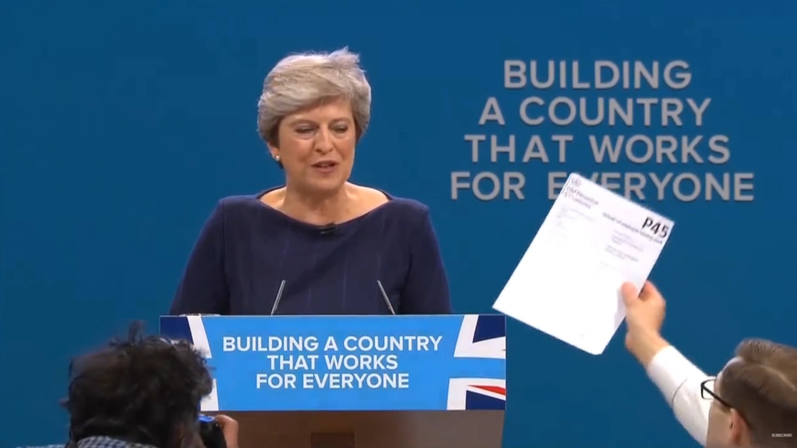 Watch Theresa May Be Given Her P45 By Protester At Conservative Party Conference