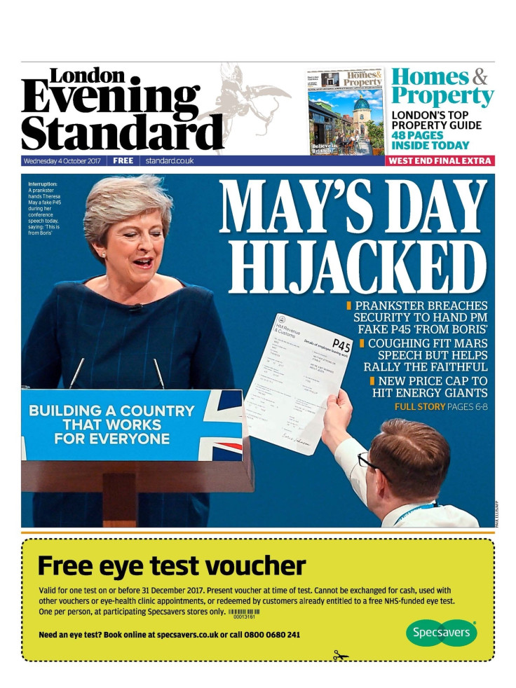 Evening Standard front cover