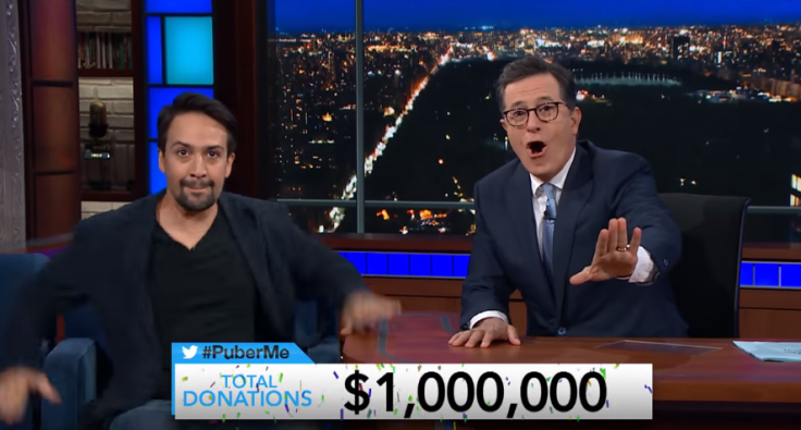 Lin-Manuel Miranda and Stephen Colbert