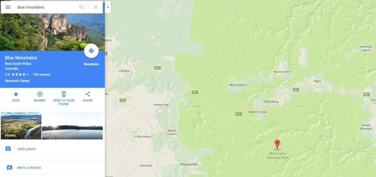 Google Maps glitch Blue Mountains