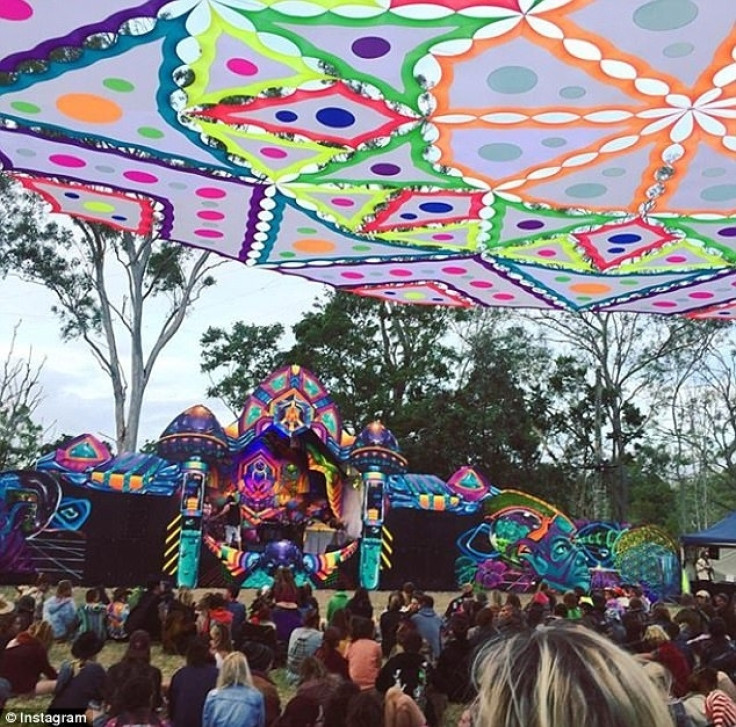 The Mushroom Valley Festival in north Queensland where a French tourist at the festival was airlifted to hospital after falling into a campfire while on drugs