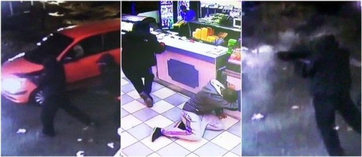 CCTV images capture the gunman and customers taking cover from the attack at the Birmingham chip shop