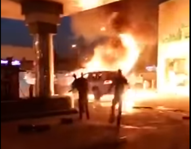 Man drives car into burning vehicle 