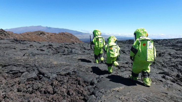 Walking across lava fields