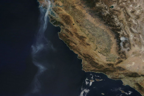 NASA california fire smoke tail