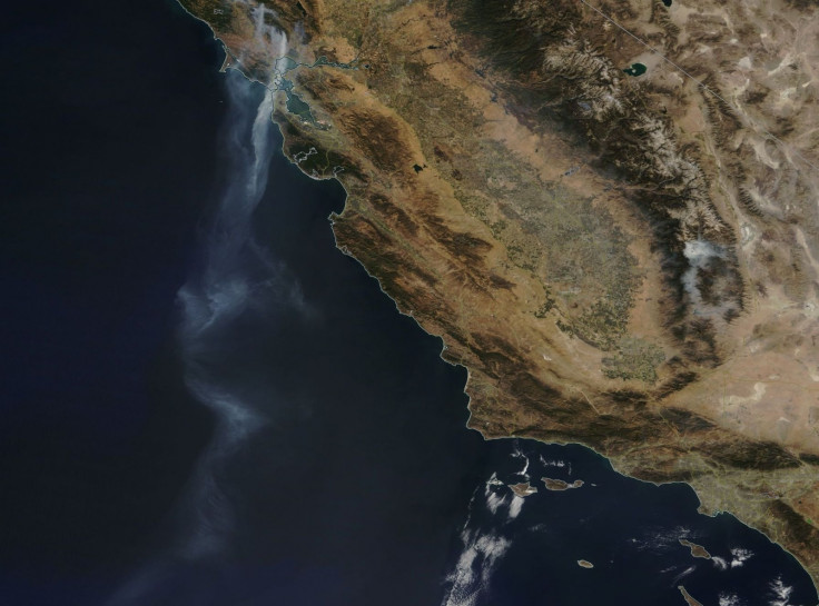 NASA california fire smoke tail