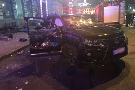 This Lexus is said to have flipped over and ploughed into a crowd of people in Ukrainian city, Kharkiv