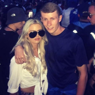 Sam Cook (r), with girlfriend Lottie Owen, who was stabbed to death at the Empire nightclub, Liverpool 
