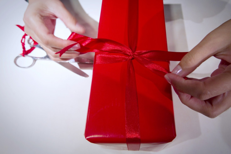 Red gift with ribbon