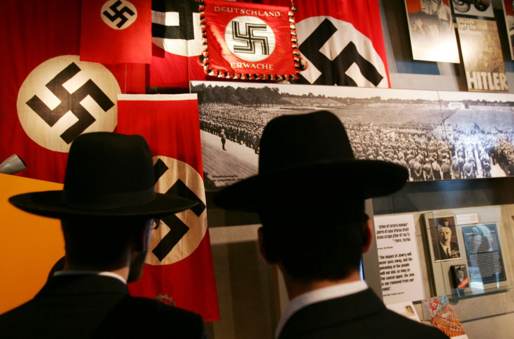 Jews in front of Swastikas