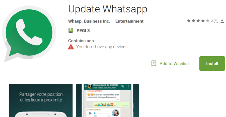 Fake WhatsApp app 