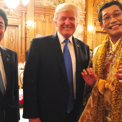 Shinzo Abe, Donald Trump and Pikotaro