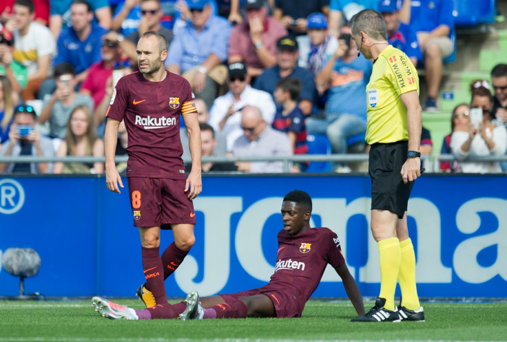 Andres Iniesta and Ousmane Dembele