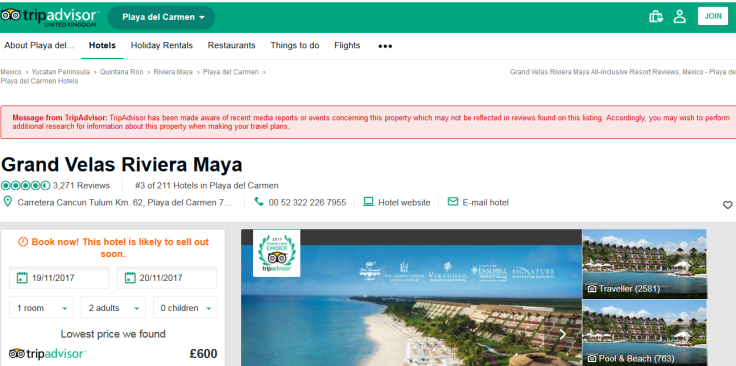 TripAdvisor warning