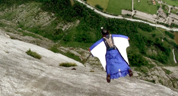 Alexander Polli base jumping in Lauterbrunnen, Switzerland