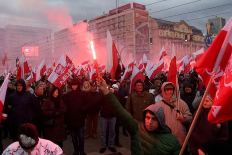 Demonstrators march on Poland's National Day