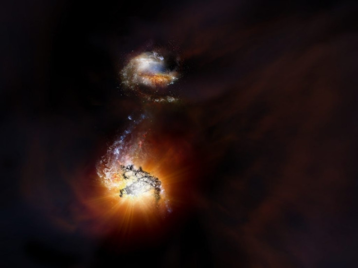 Artist impression of merging galaxies
