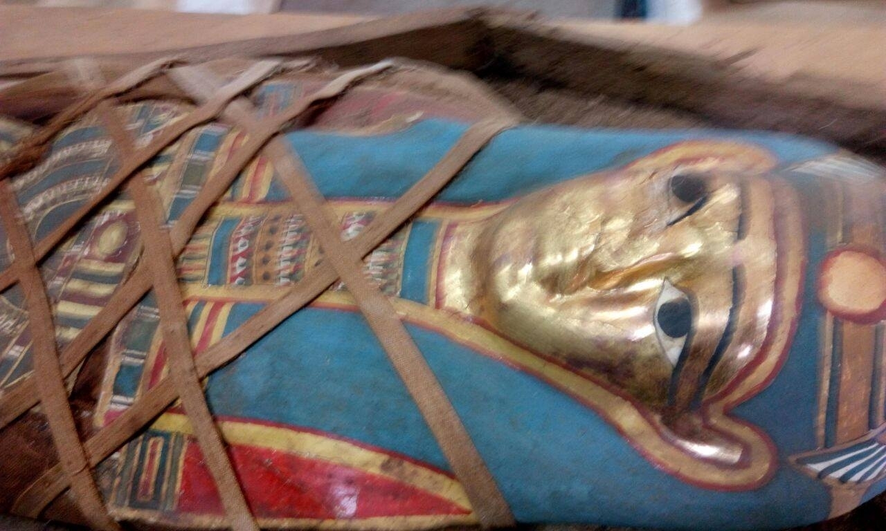 Ancient Golden Egyptian Mummy Discovered In Battered Coffin 