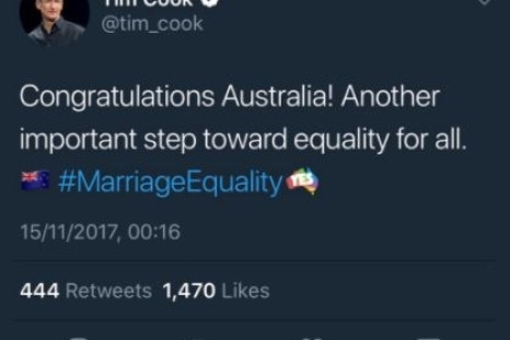 Tim Cook gay marriage aus tweet