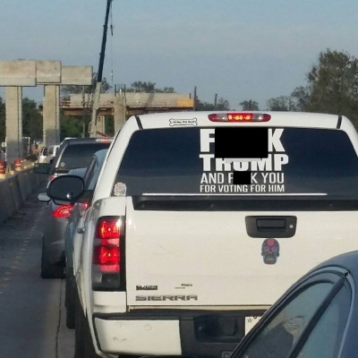 Offensive "F*** Trump" car sticker