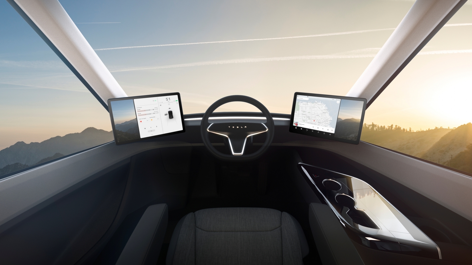 Tesla Semi centre seat view