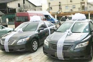Brand new cars given away at wedding