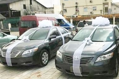 Brand new cars given away at wedding