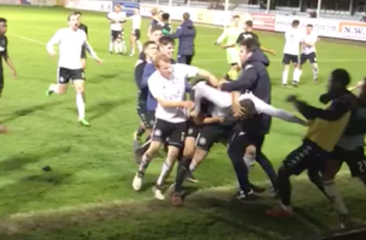 A friendly between Leeds United Under-23s and Welsh side Rhyl was abandoned after a mass brawl broke out between the players
