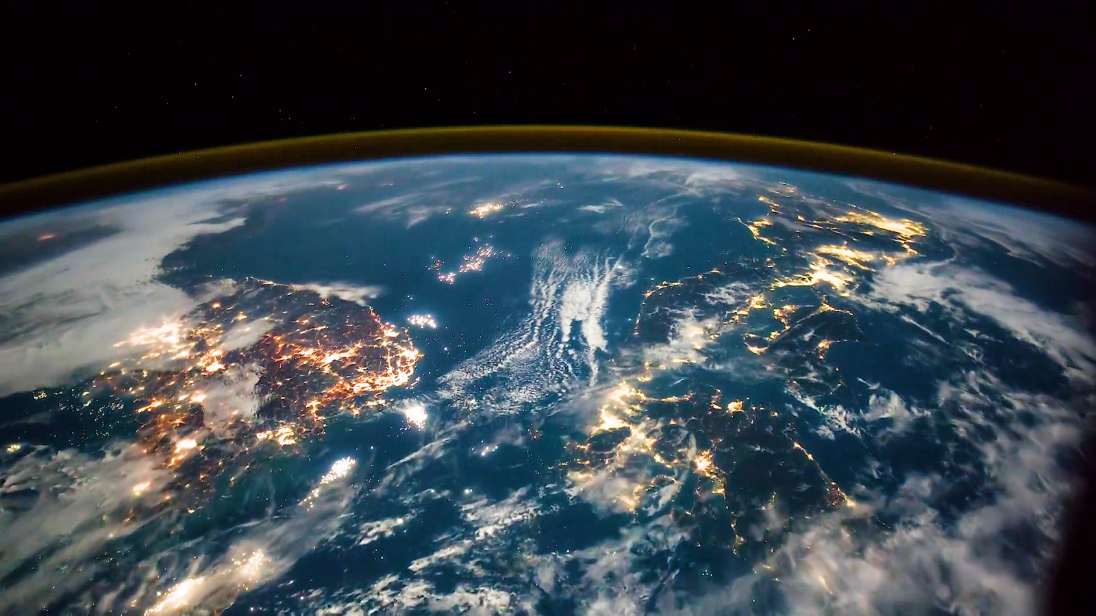 Hypnotising video from space shows lightning strikes and city lights as