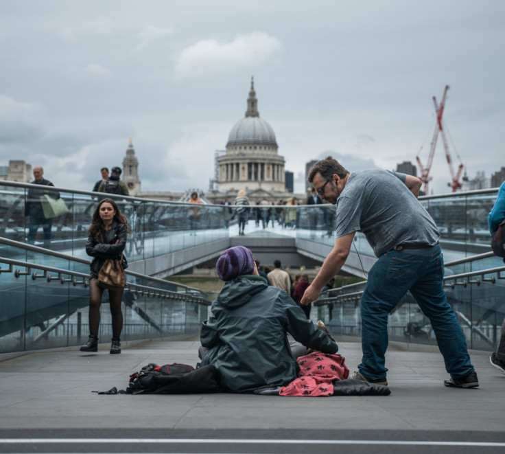 Homeless man on Millennium Bridge