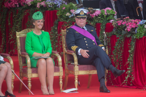 Prince Laurent of Belgium (r) and his wife Princess Claire during a Parade on the country’s National Day in Brussels