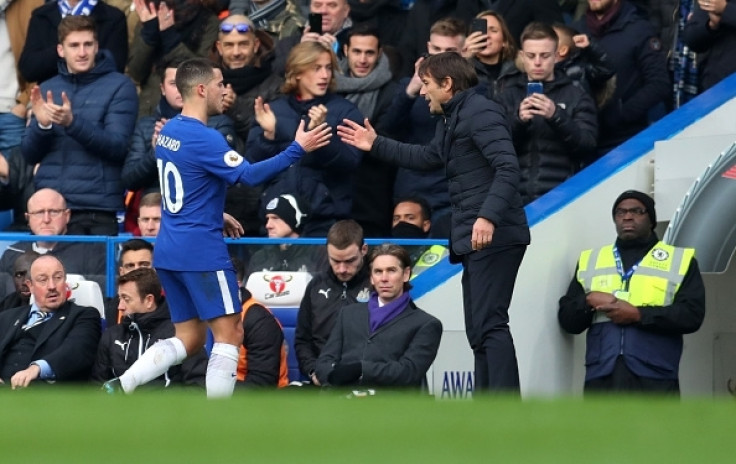 Eden Hazard and Antonio Conte