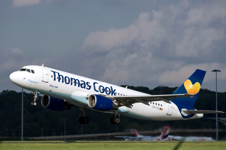 A Thomas Cook flight takes off