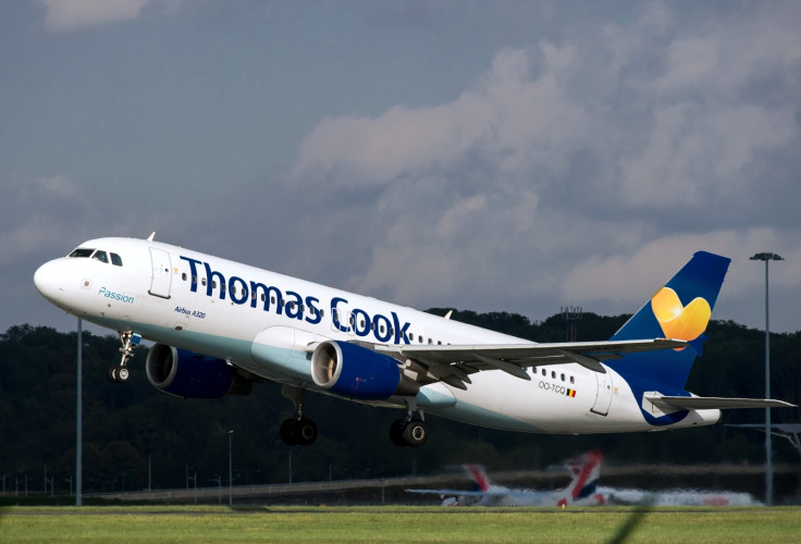 A Thomas Cook flight takes off