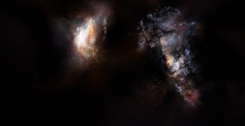 Two interacting early universe galaxies