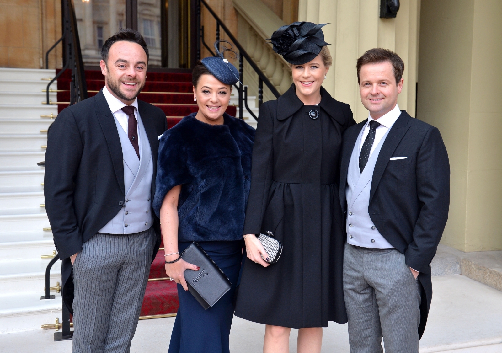 nt and Dec and their wives Lisa Armstrong and Ali Astall arrive at Buckingham Palace, where the pair will be awarded OBEs by the Prince of Wales at an Investiture ceremony on January 27, 2017in London, United Kingdom. nt and Dec and their wives Lisa Armstrong and Ali Astall arrive at Buckingham Palace, where the pair will be awarded OBEs by the Prince of Wales at an Investiture ceremony on January 27, 2017in London, United Kingdom.