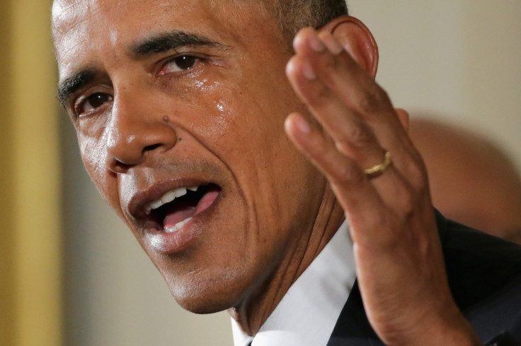 Tearful Barack Obama