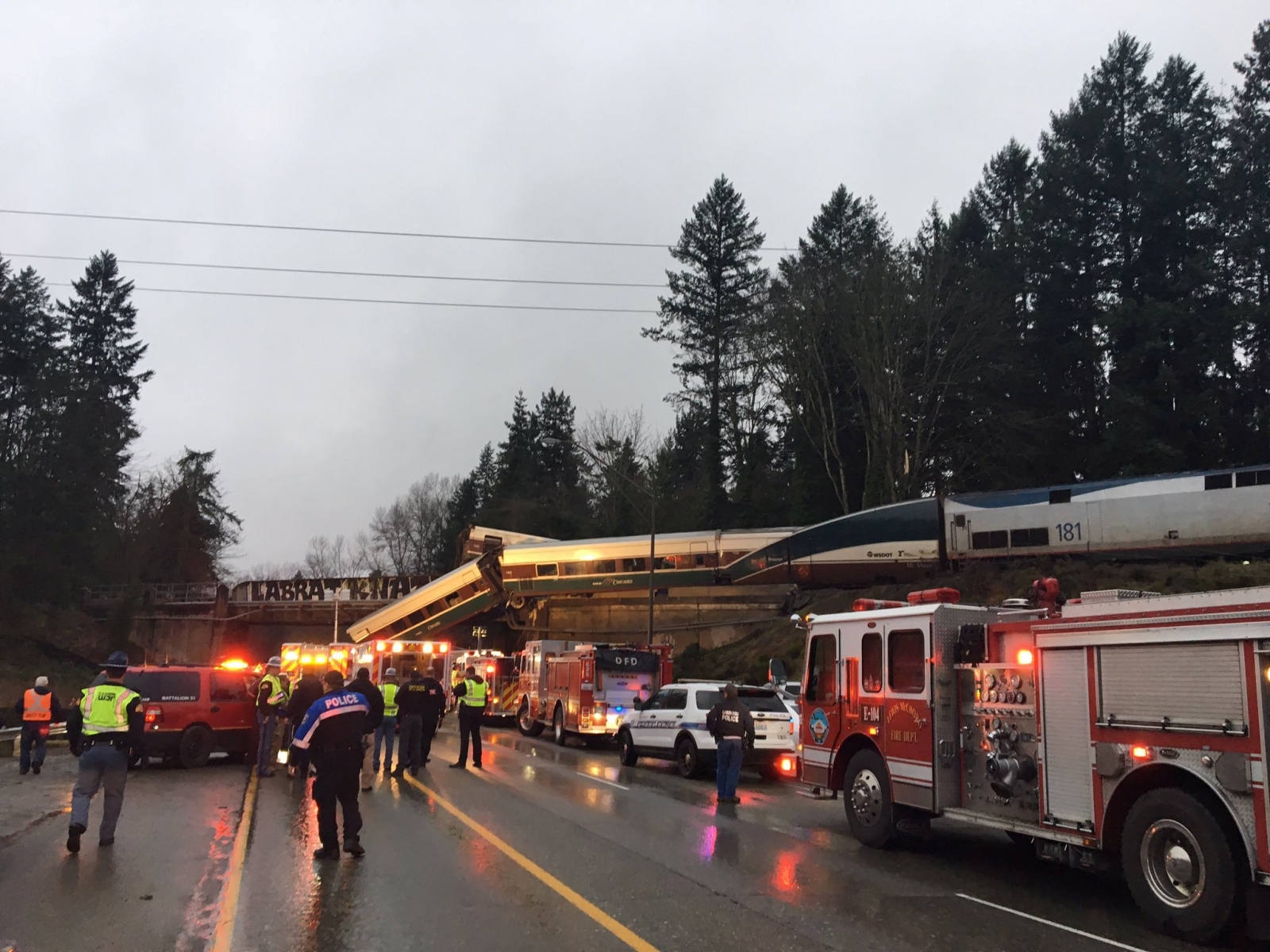 Multiple fatalities and 77 in hospital as Washington train derails onto ...