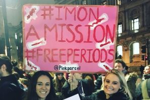Protesters at the #FreePeriods demonstration